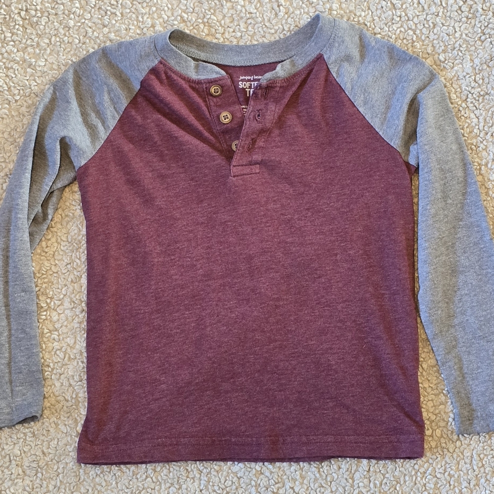 Burgundy and Gray Kids Raglan Shirt